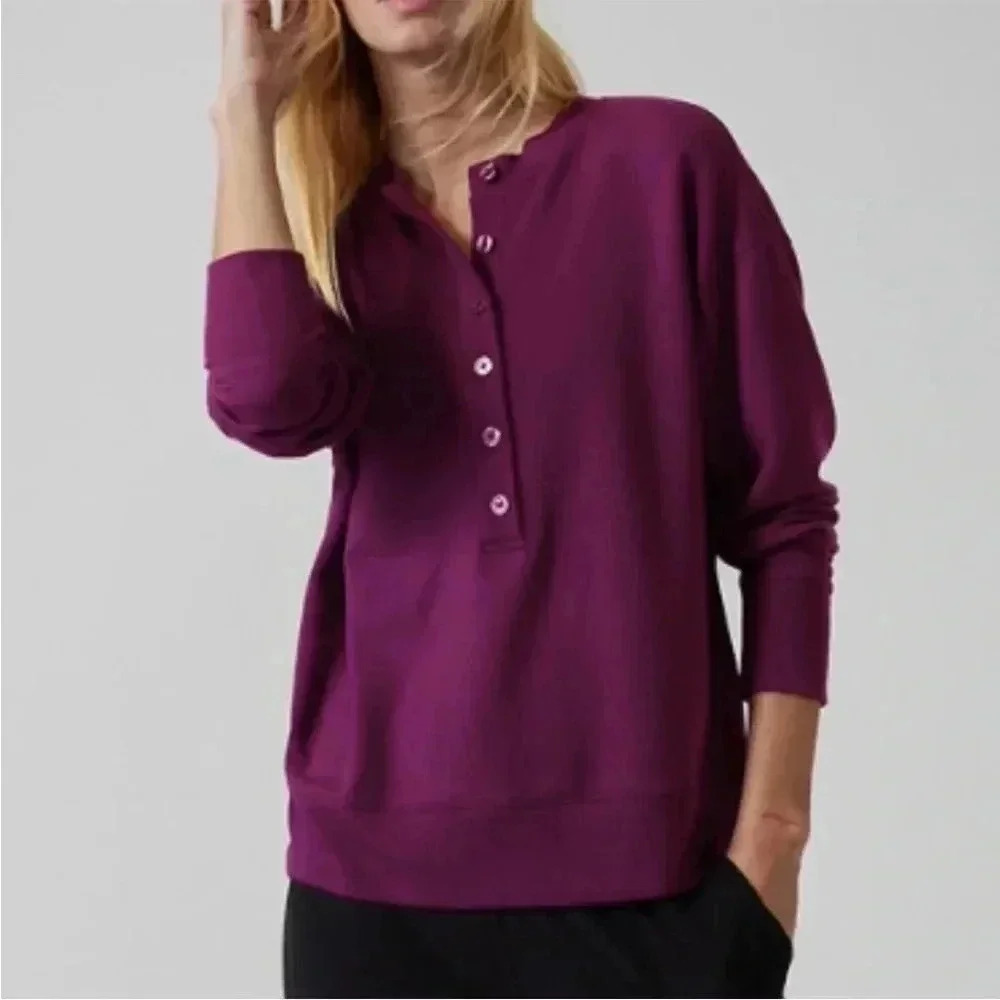 NWT Athleta Balance Henley - Exotic Fuchsia - Size XS